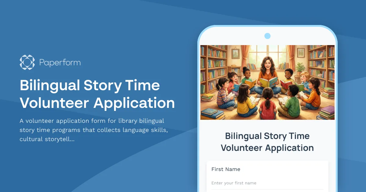 Bilingual Story Time Volunteer Application