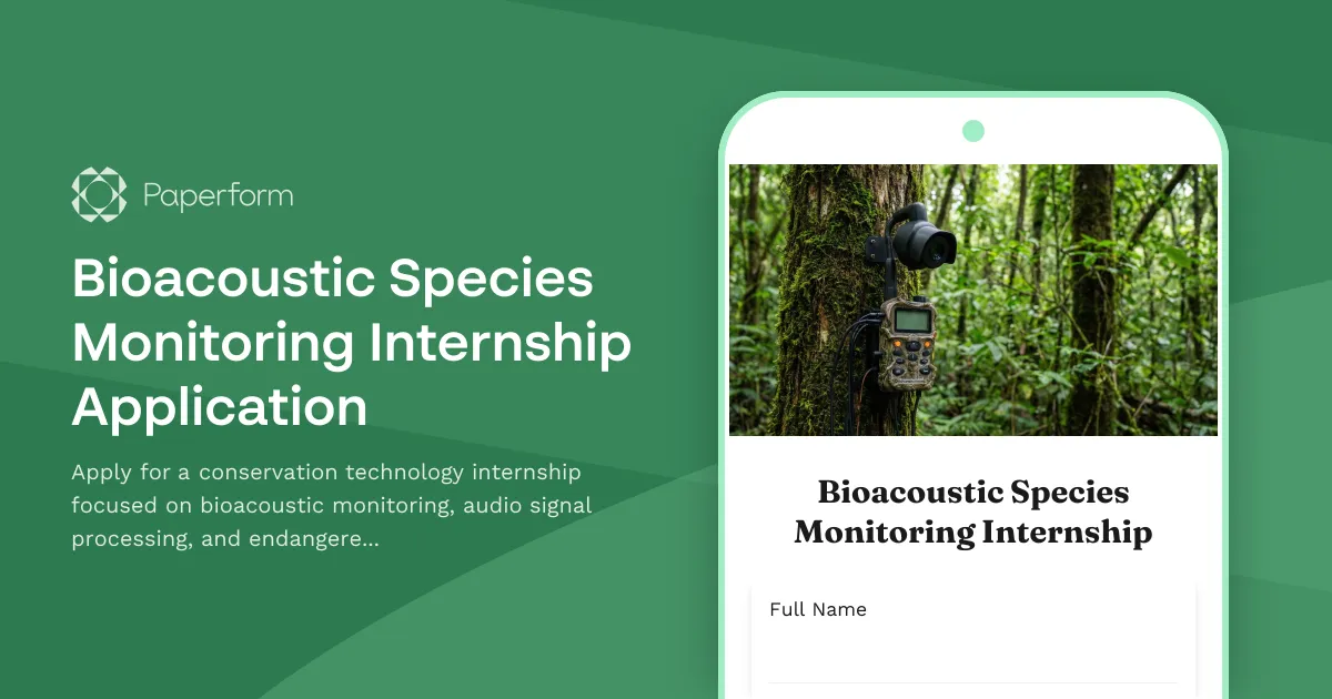 Bioacoustic Species Monitoring Internship Application