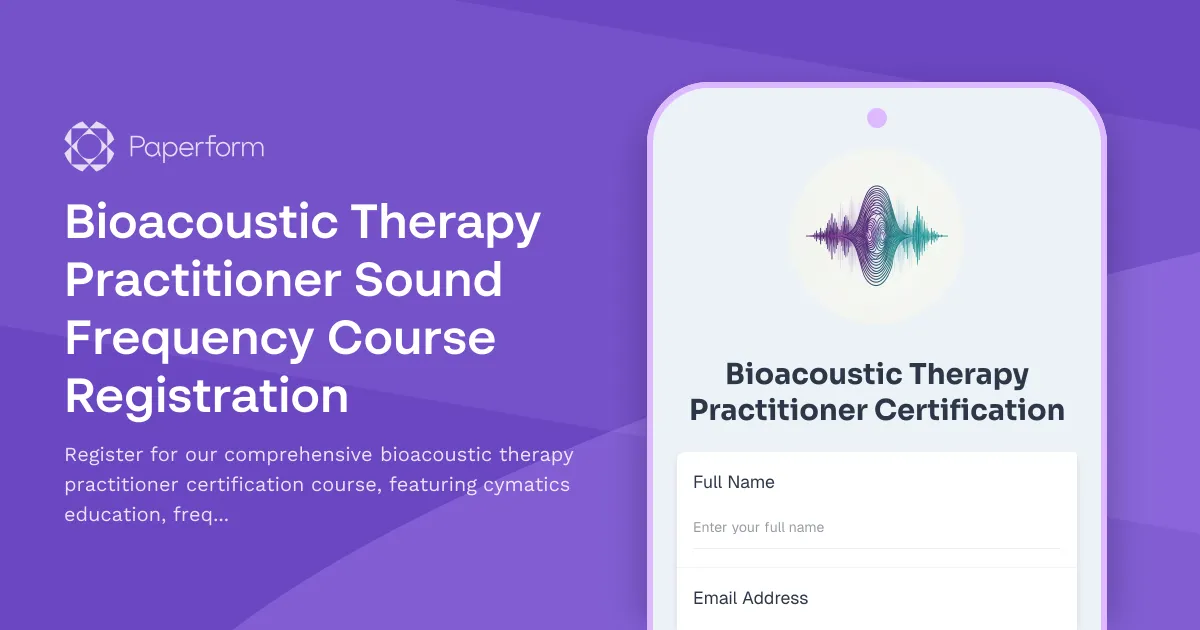 Bioacoustic Therapy Practitioner Sound Frequency Course Registration