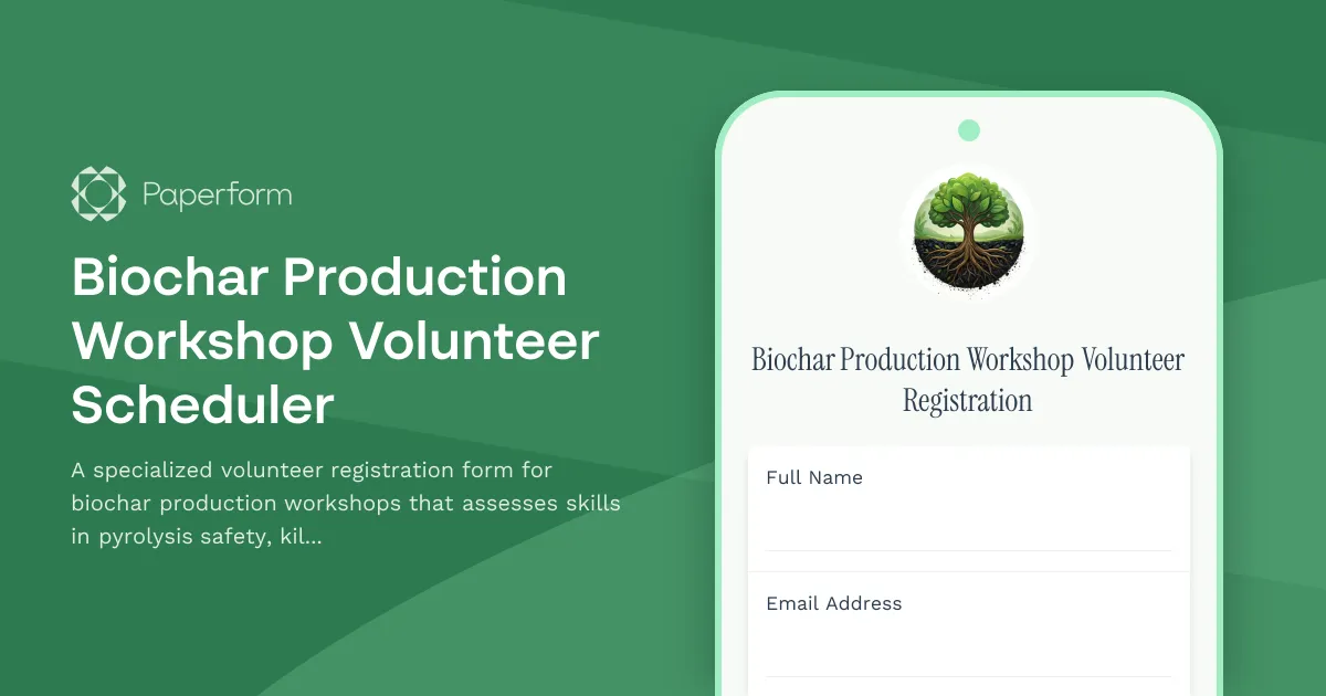 Biochar Production Workshop Volunteer Scheduler