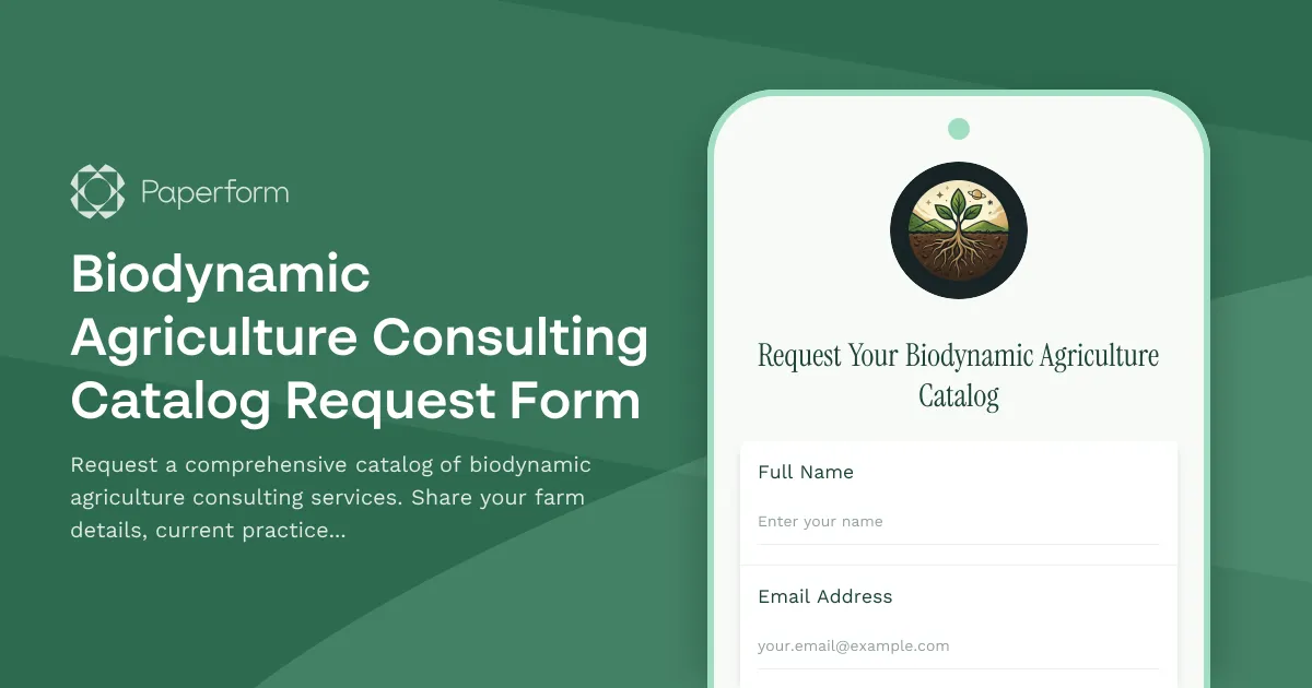 Biodynamic Agriculture Consulting Catalog Request Form