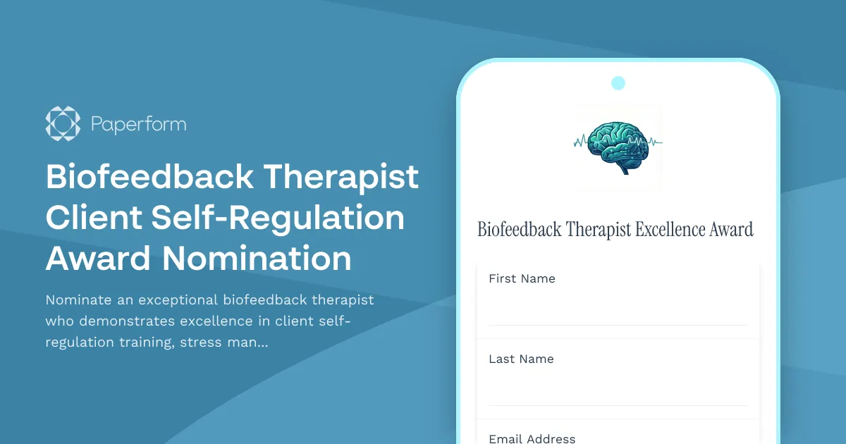 Biofeedback Therapist Client Self-Regulation Award Nomination