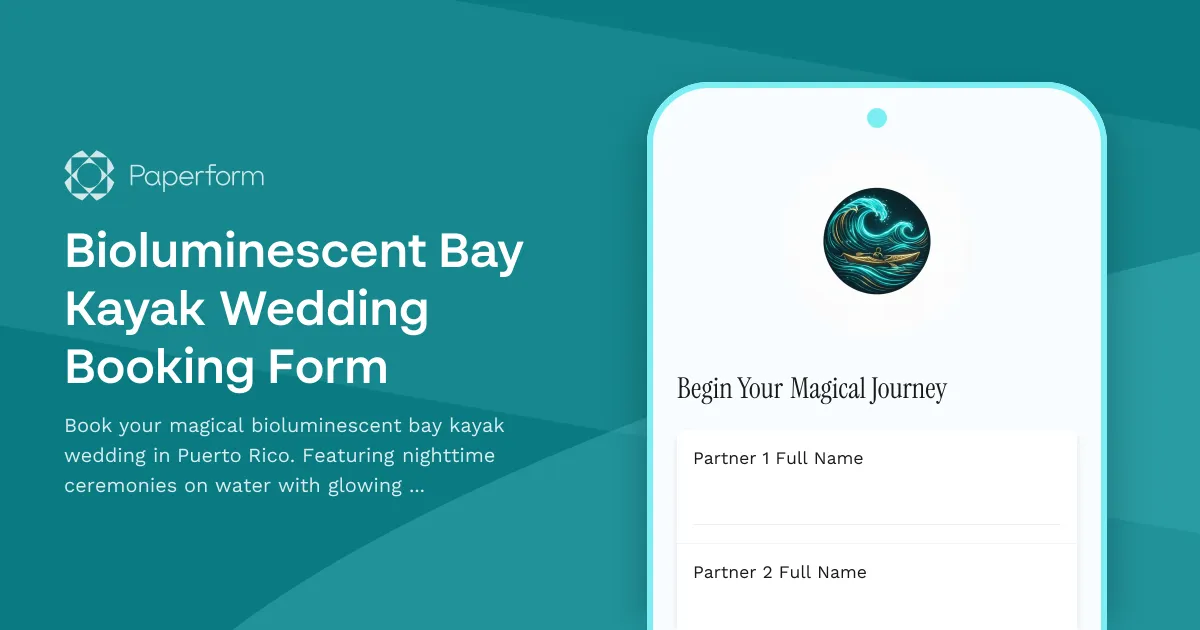Bioluminescent Bay Kayak Wedding Booking Form