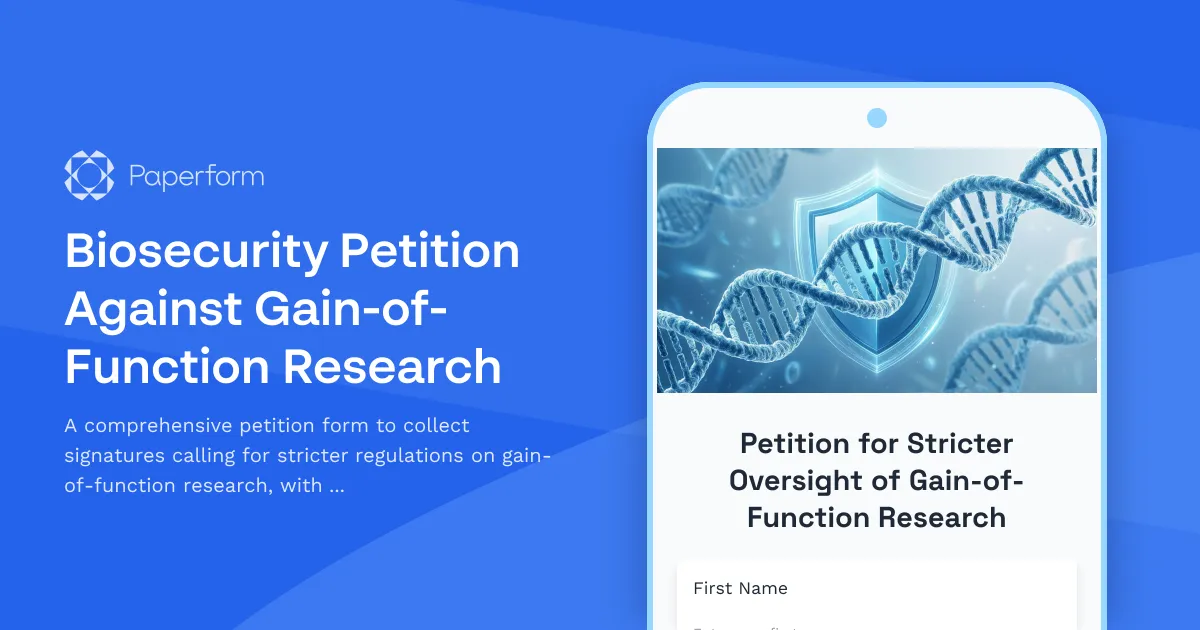 Biosecurity Petition Against Gain-of-Function Research