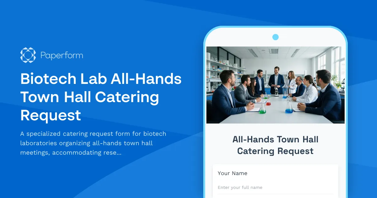 Biotech Lab All-Hands Town Hall Catering Request