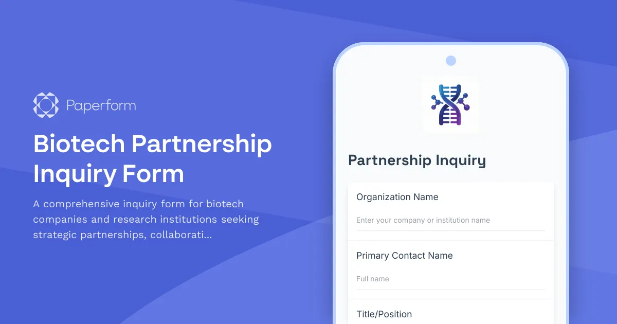 Biotech Partnership Inquiry Form