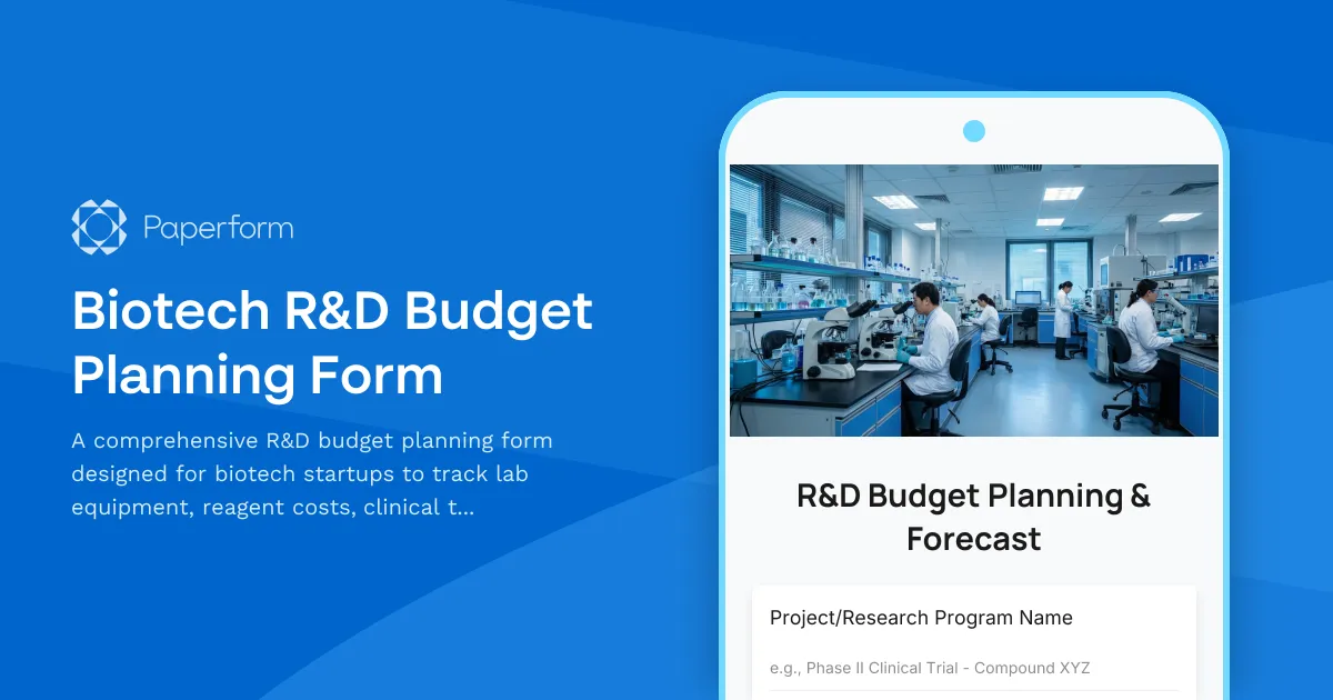 Biotech R&D Budget Planning Form