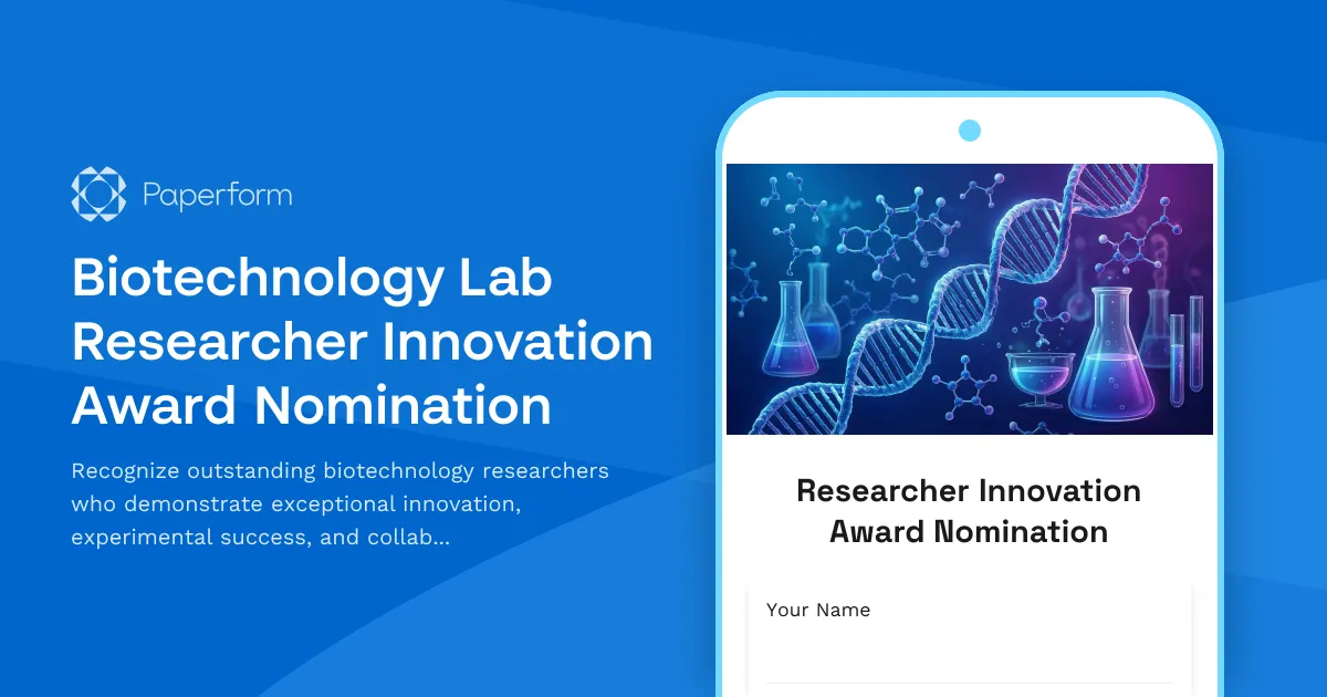 Biotechnology Lab Researcher Innovation Award Nomination