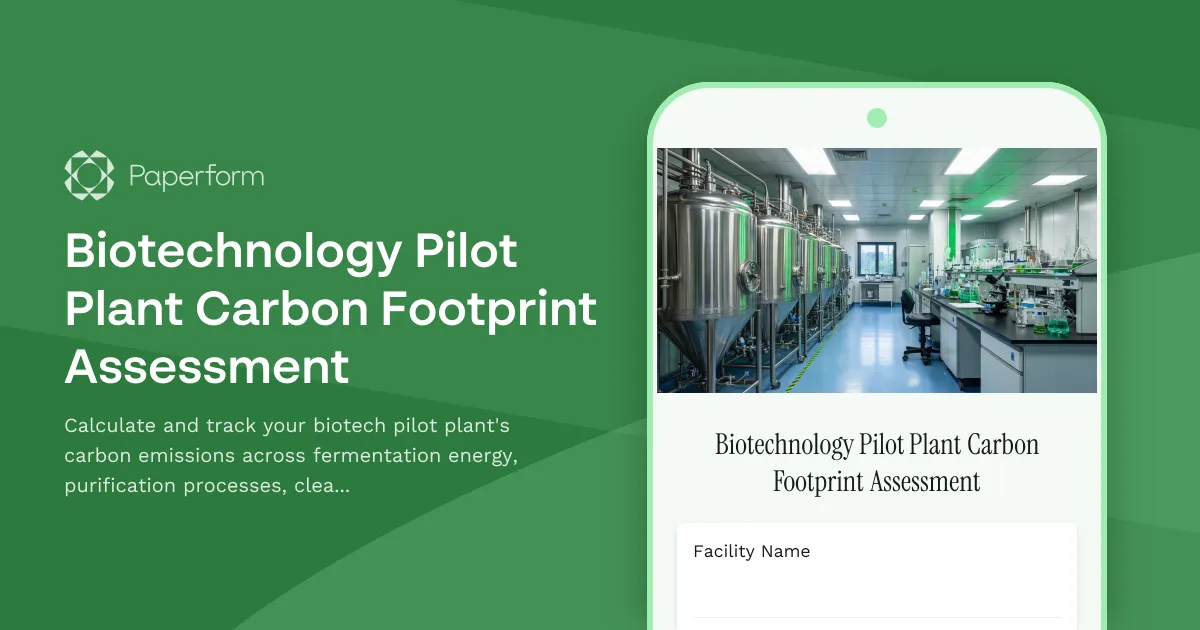 Biotechnology Pilot Plant Carbon Footprint Assessment