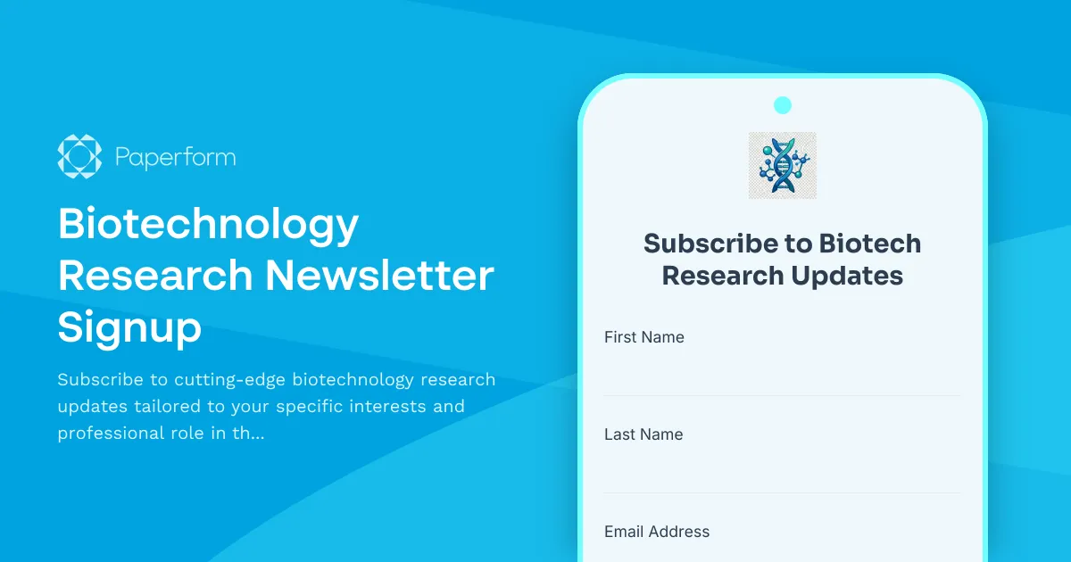 Biotechnology Research Newsletter Signup