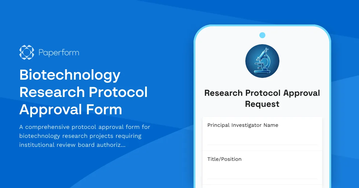 Biotechnology Research Protocol Approval Form
