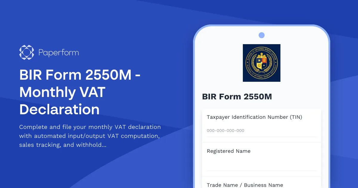 BIR Form 2550M - Monthly VAT Declaration