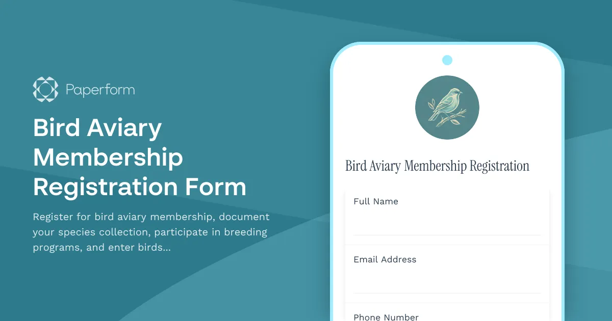 Bird Aviary Membership Registration Form