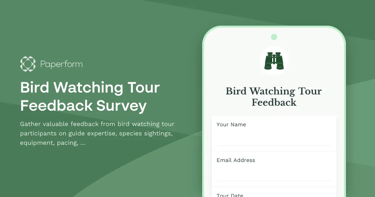 Bird Watching Tour Feedback Survey