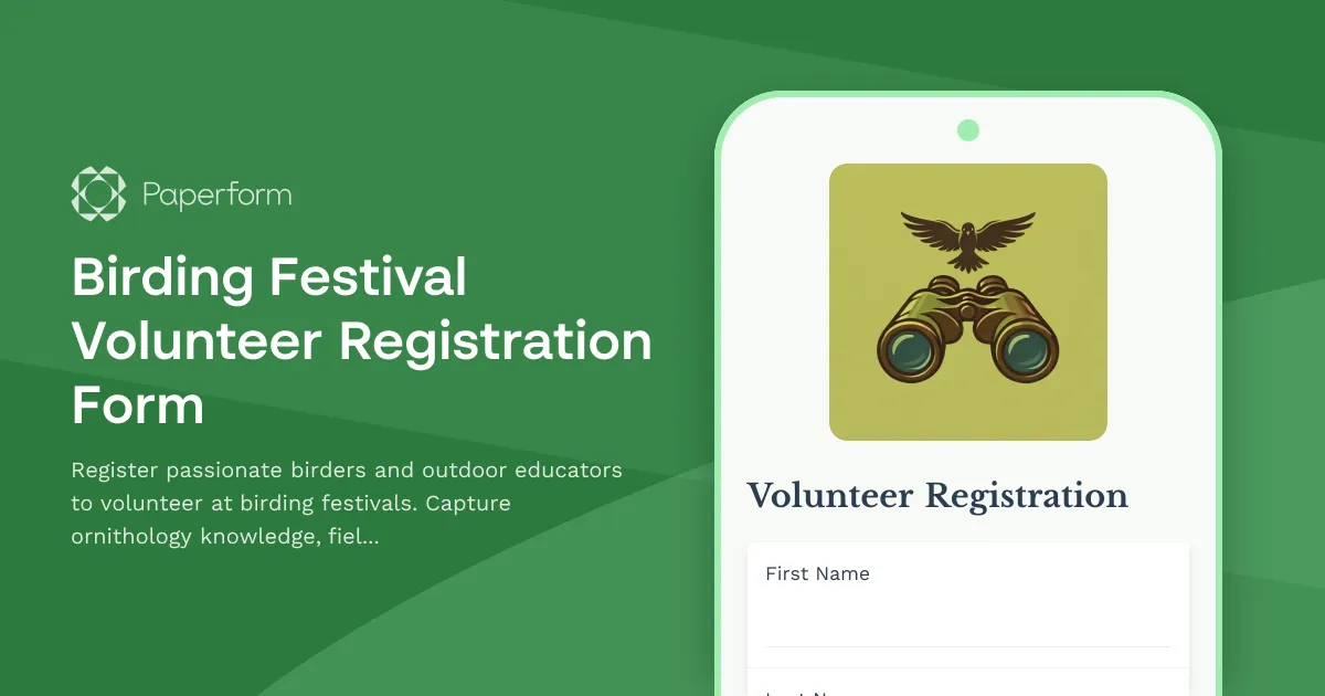 Birding Festival Volunteer Registration Form