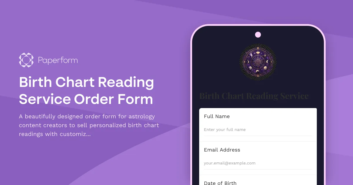 Birth Chart Reading Service Order Form