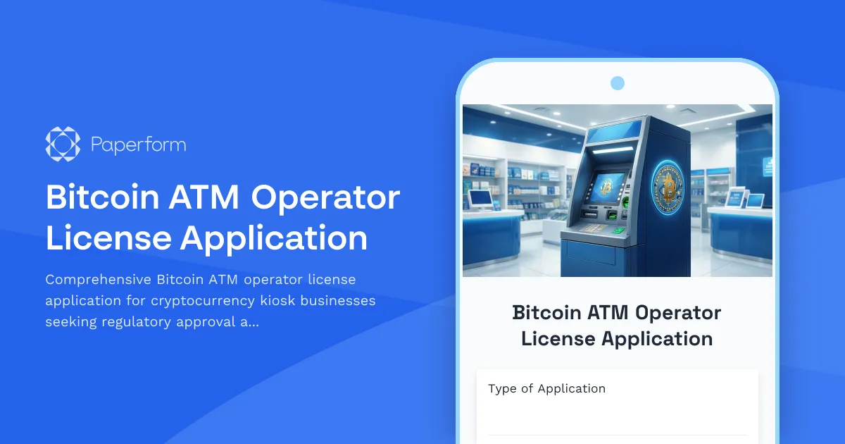 Bitcoin ATM Operator License Application