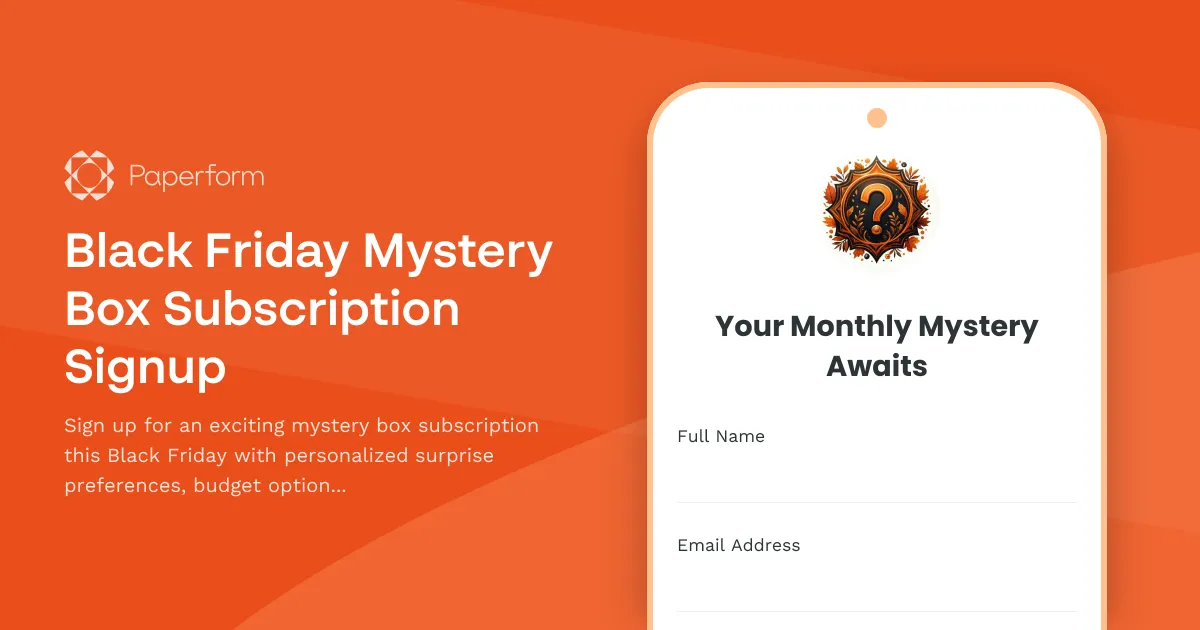 Black Friday Mystery Box Subscription Signup