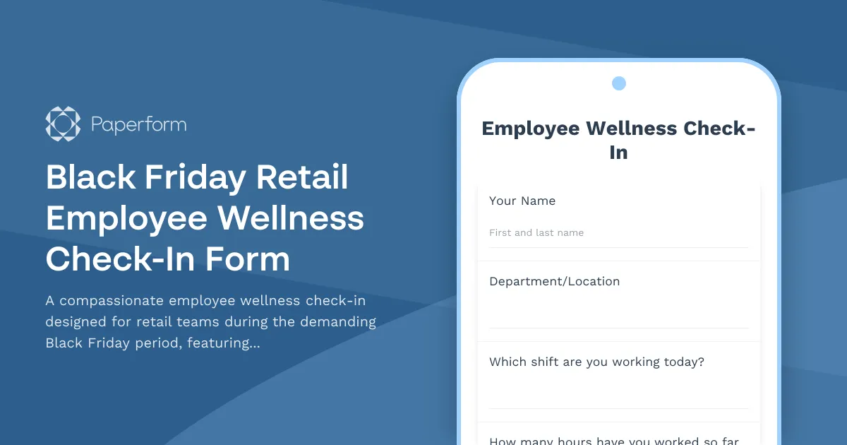 Black Friday Retail Employee Wellness Check-In Form