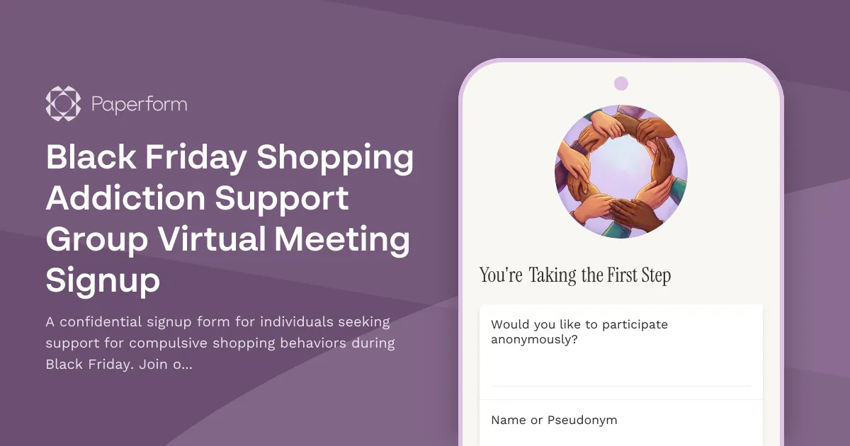 Black Friday Shopping Addiction Support Group Virtual Meeting Signup