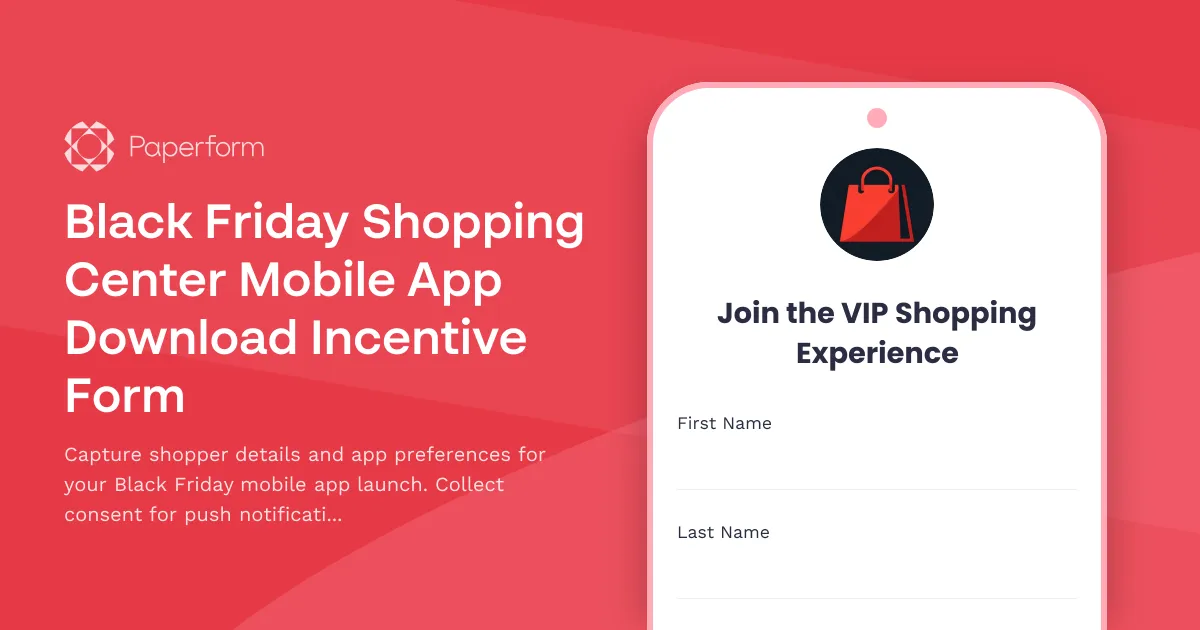 Black Friday Shopping Center Mobile App Download Incentive Form