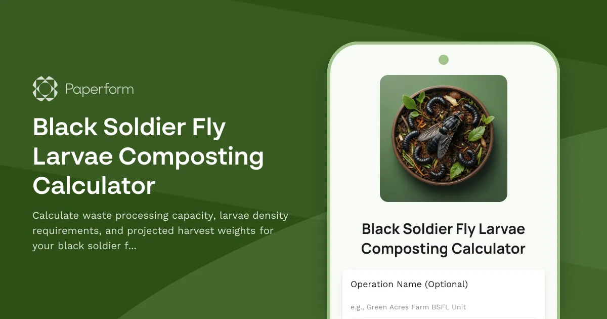 Black Soldier Fly Larvae Composting Calculator