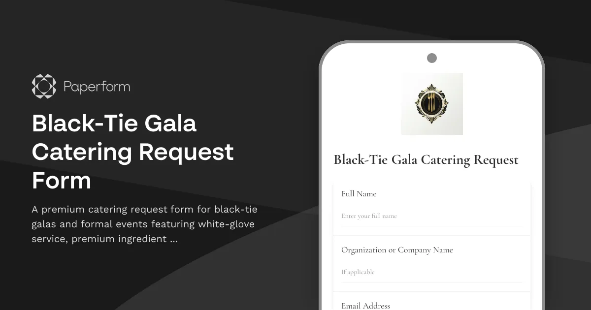 Black-Tie Gala Catering Request Form