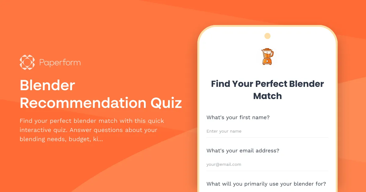 Blender Recommendation Quiz