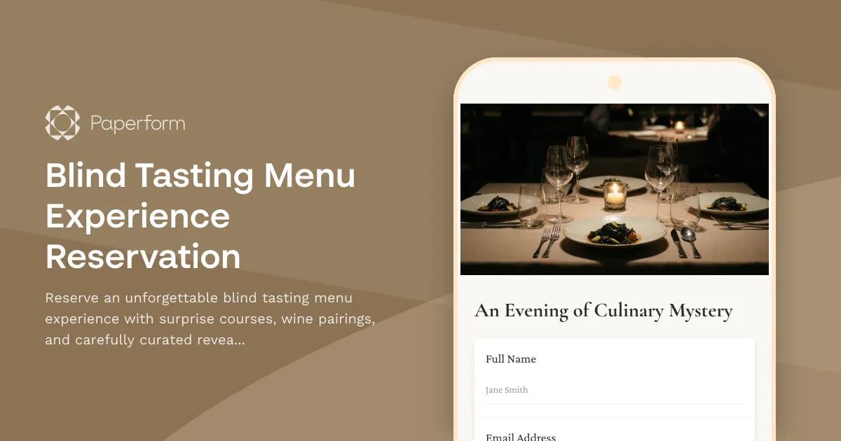Blind Tasting Menu Experience Reservation