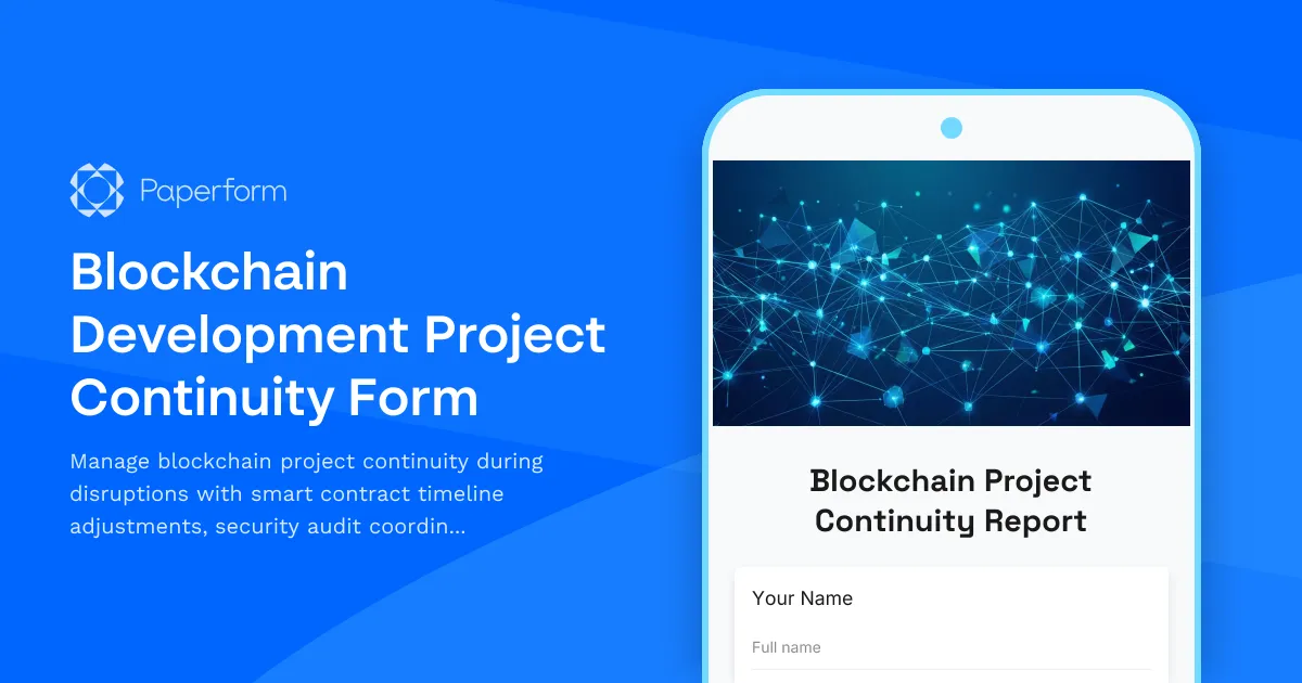 Blockchain Development Project Continuity Form