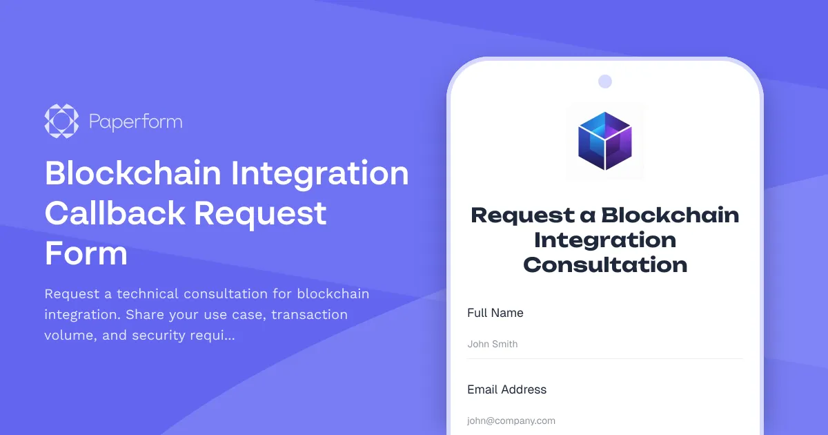 Blockchain Integration Callback Request Form