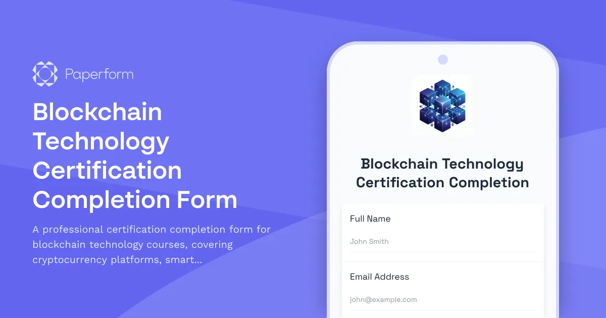 Blockchain Technology Certification Completion Form