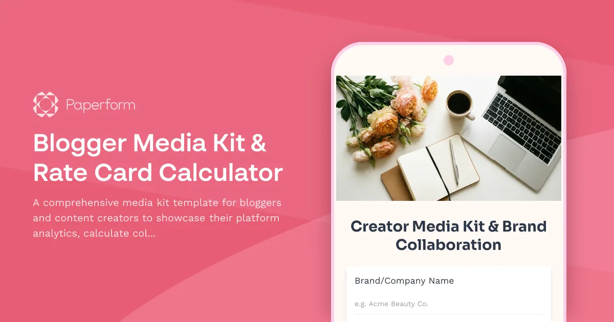 Blogger Media Kit & Rate Card Calculator