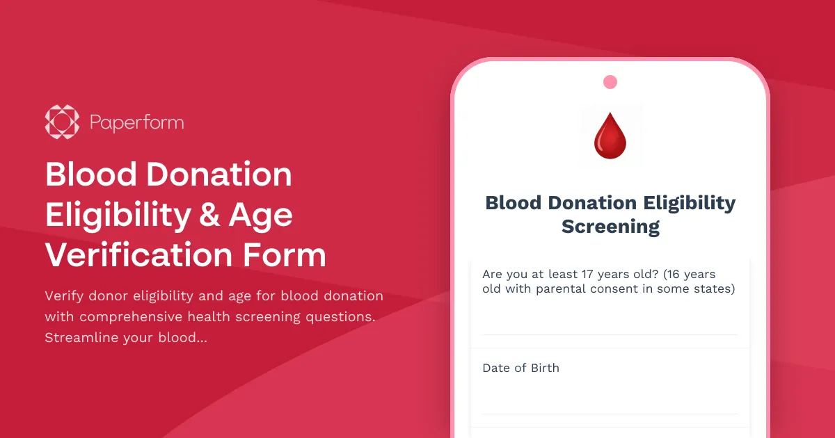 Blood Donation Eligibility & Age Verification Form