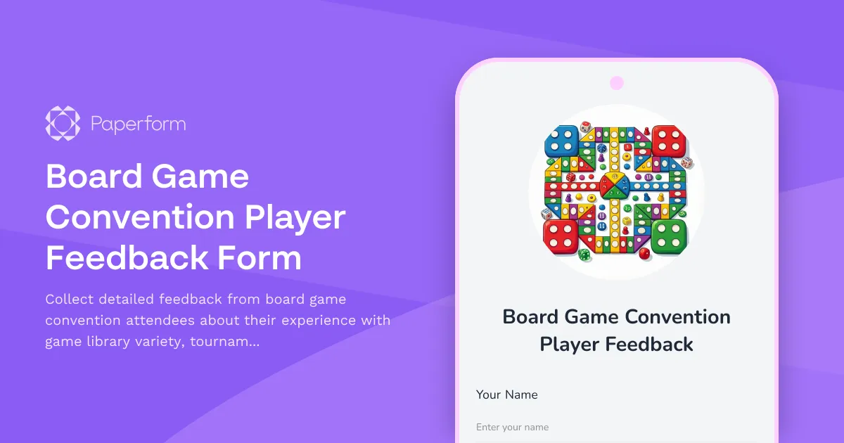 Board Game Convention Player Feedback Form