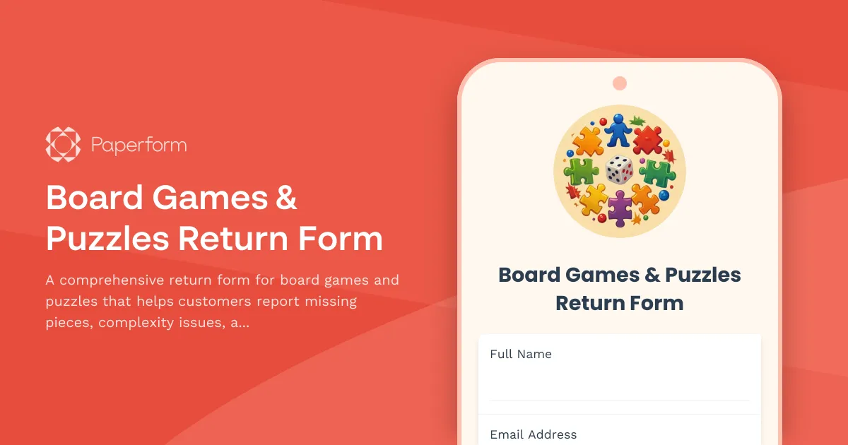 Board Games & Puzzles Return Form