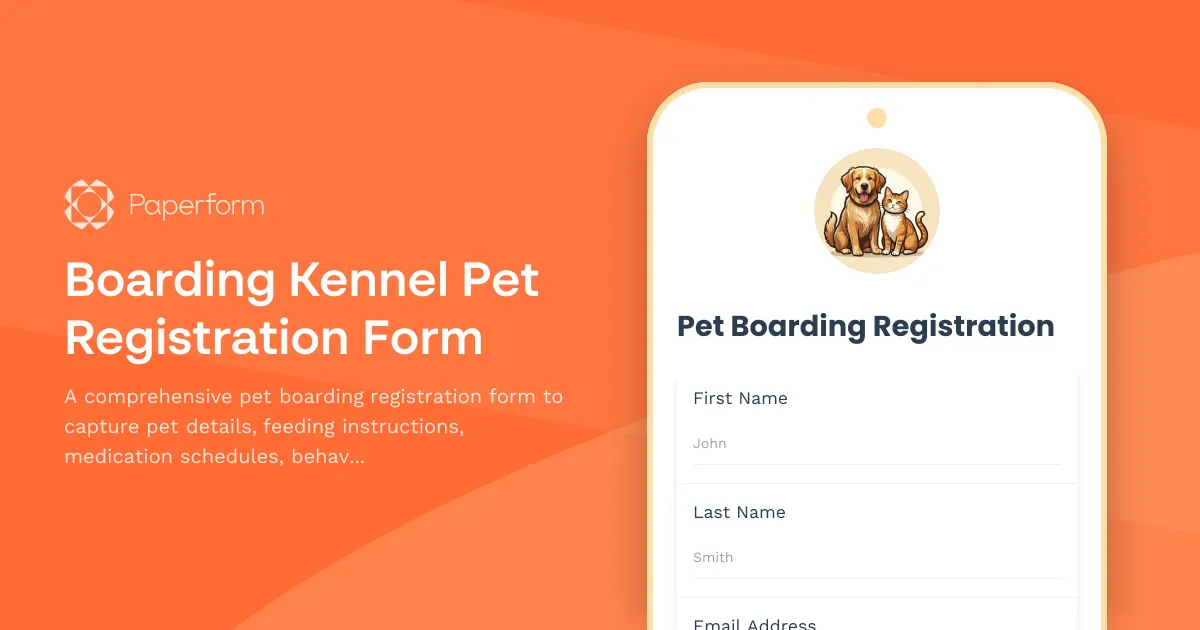 Boarding Kennel Pet Registration Form