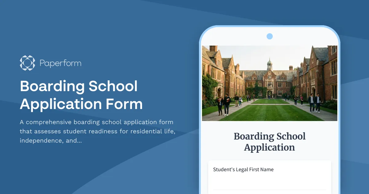 Boarding School Application Form
