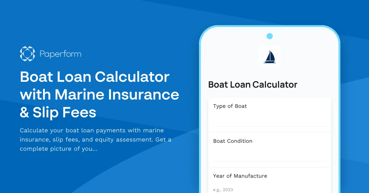 Boat Loan Calculator with Marine Insurance & Slip Fees