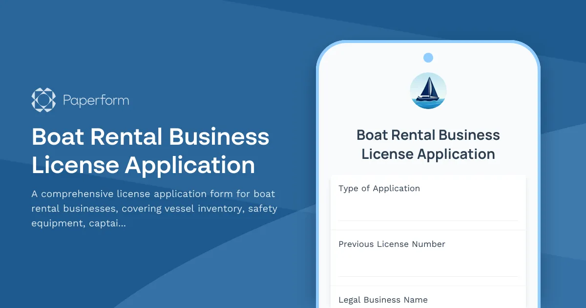 Boat Rental Business License Application
