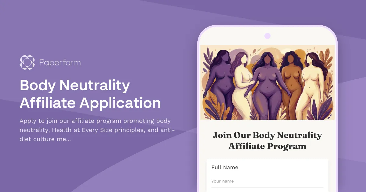 Body Neutrality Affiliate Application