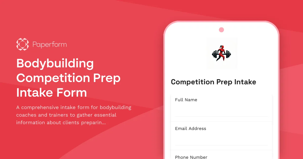 Bodybuilding Competition Prep Intake Form