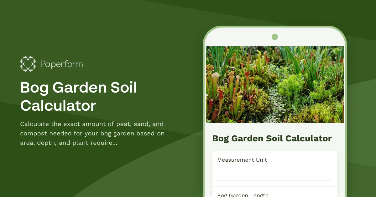 Bog Garden Soil Calculator
