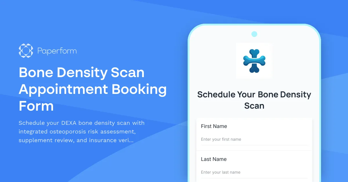Bone Density Scan Appointment Booking Form