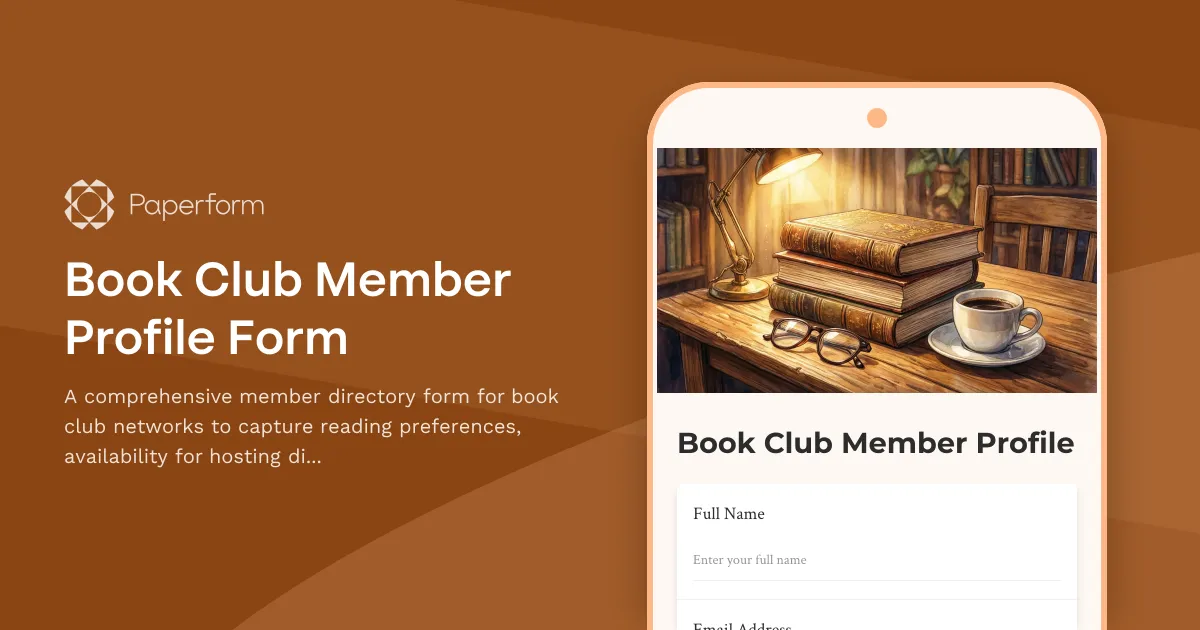 Book Club Member Profile Form