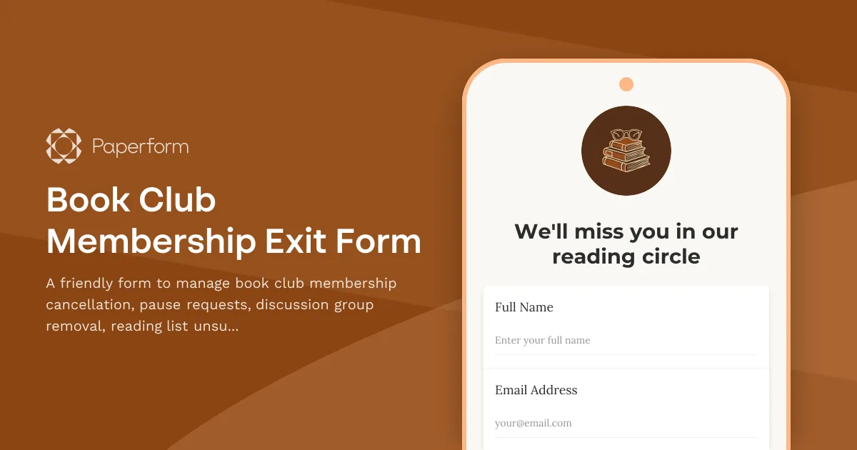 Book Club Membership Exit Form