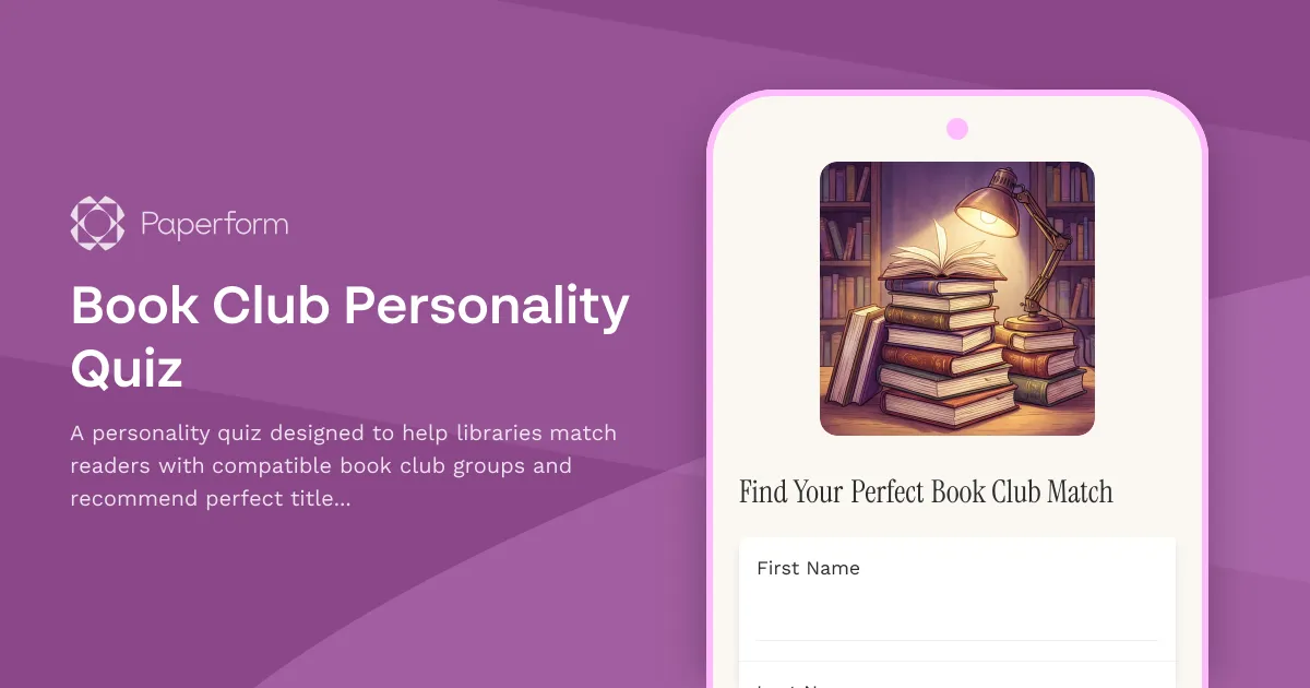 Book Club Personality Quiz