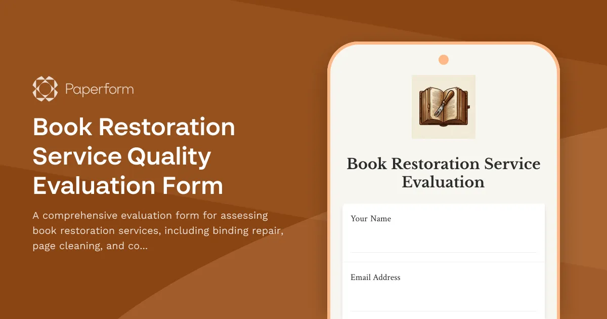 Book Restoration Service Quality Evaluation Form
