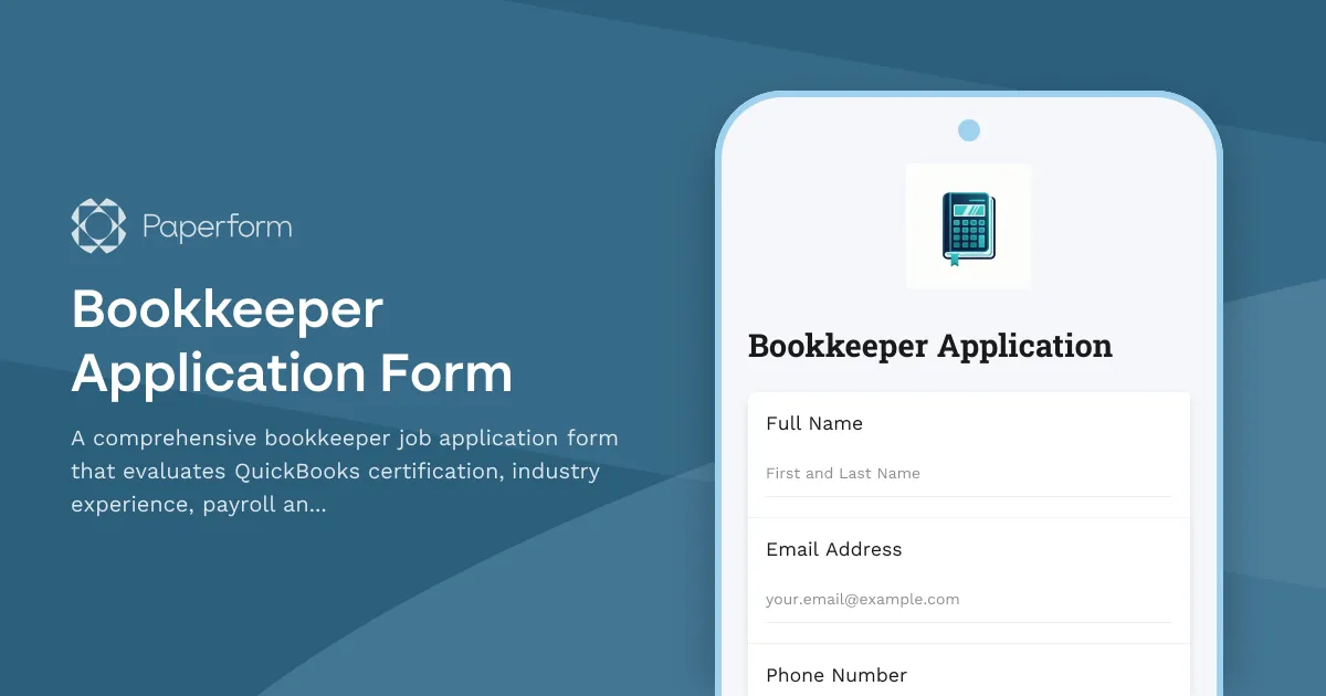 Bookkeeper Application Form