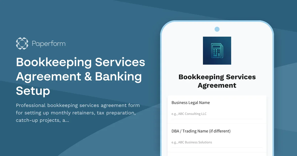 Bookkeeping Services Agreement & Banking Setup
